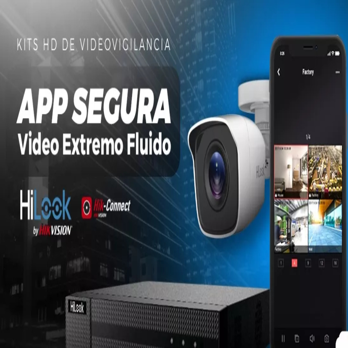 Kit de videovigilancia Turbo HD con 4 cámaras tipo bala