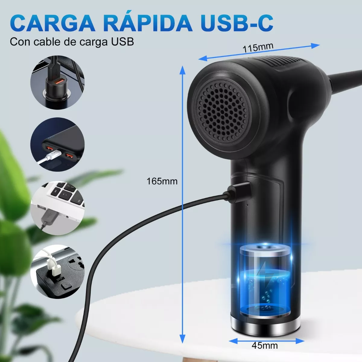 Soplador Aire Aspiradora Portatil Limpiador De Teclados Pc