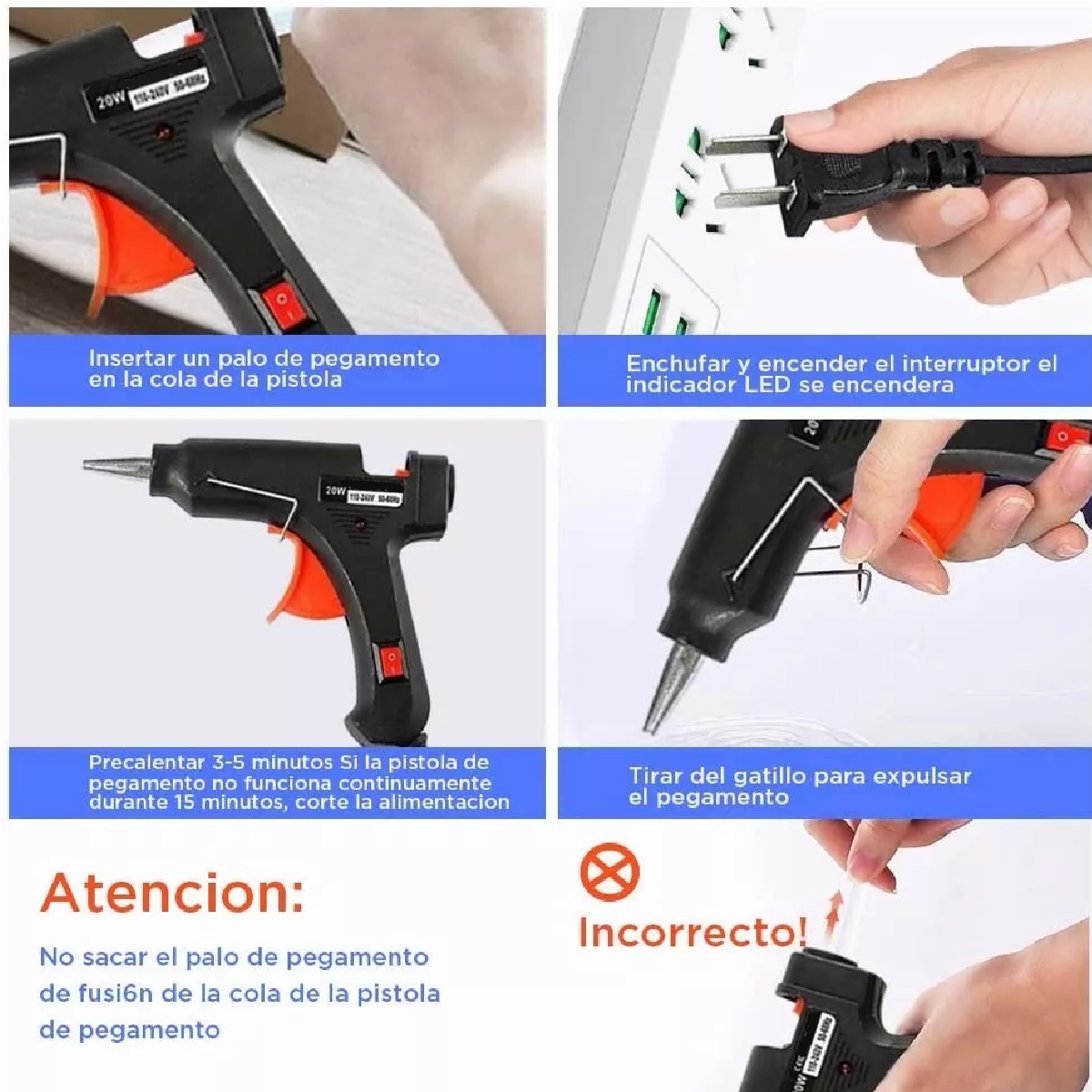 Pistola De Silicon Caliente Eléctrica Pegamento 50 Barras