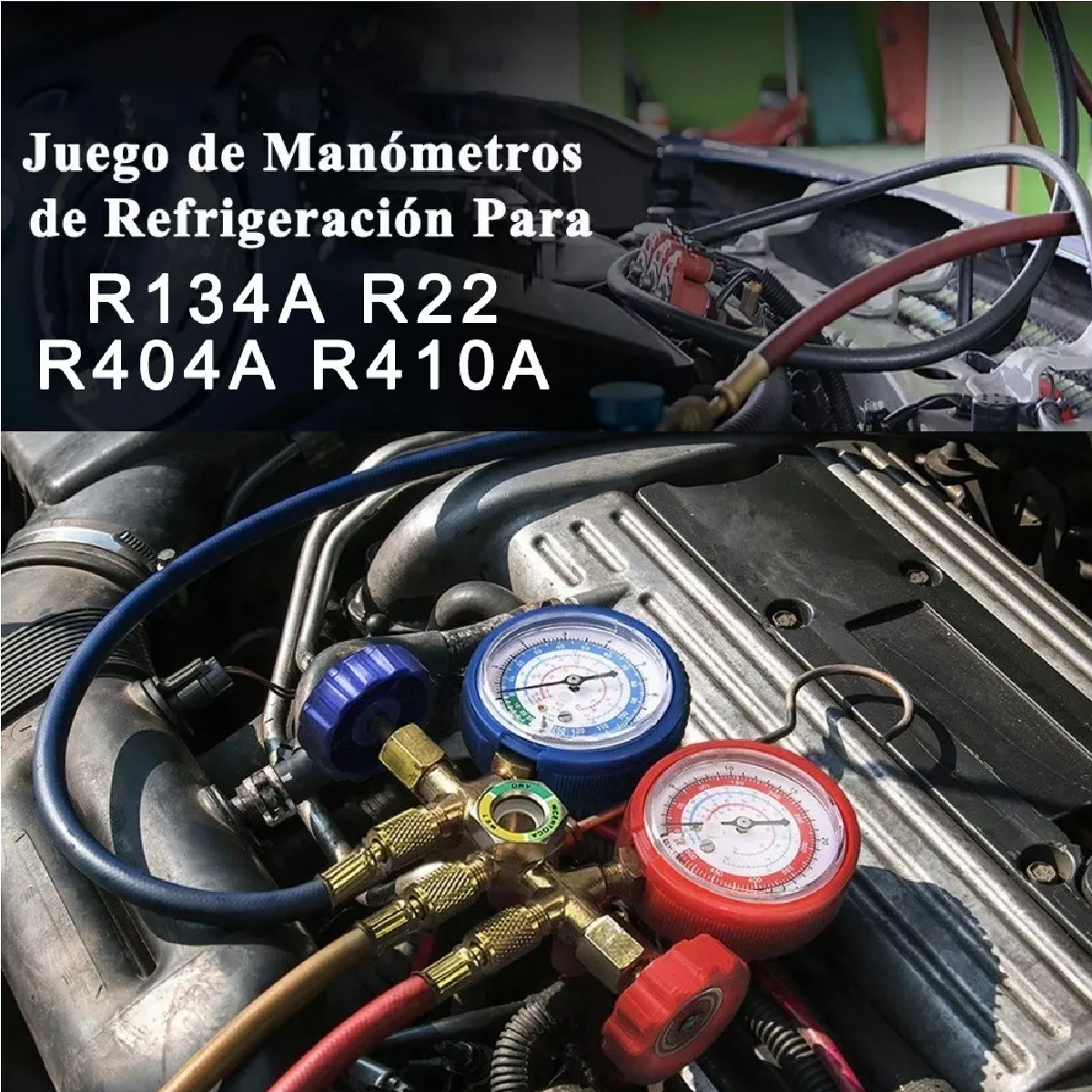 Juego Manometros Refrigeracion R410a R134a R22 R404a+5cabeza