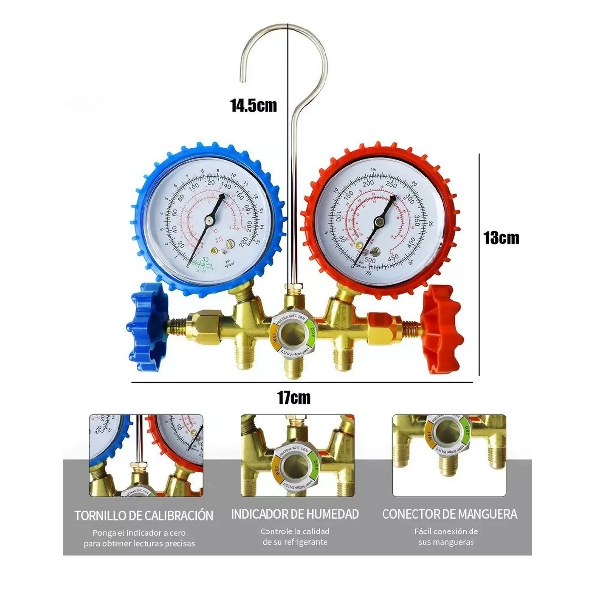 Juego Manometros Refrigeracion R410a R134a R22 R404a+5cabeza