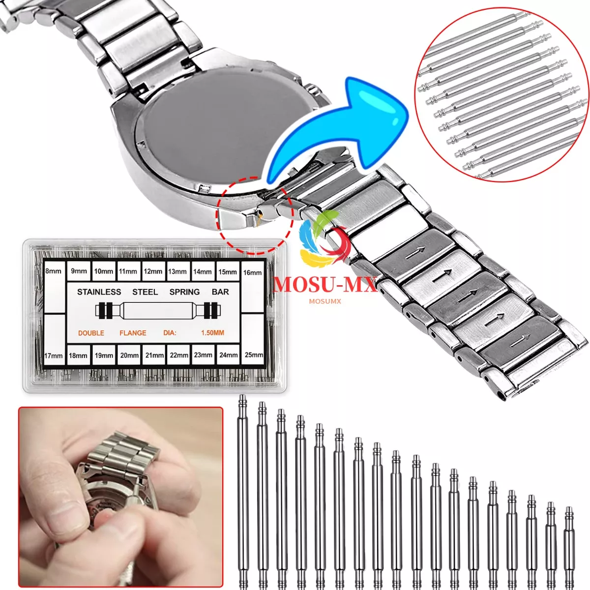 Kit De Pernos De Acero Para Extensibles Y Correas De Reloj