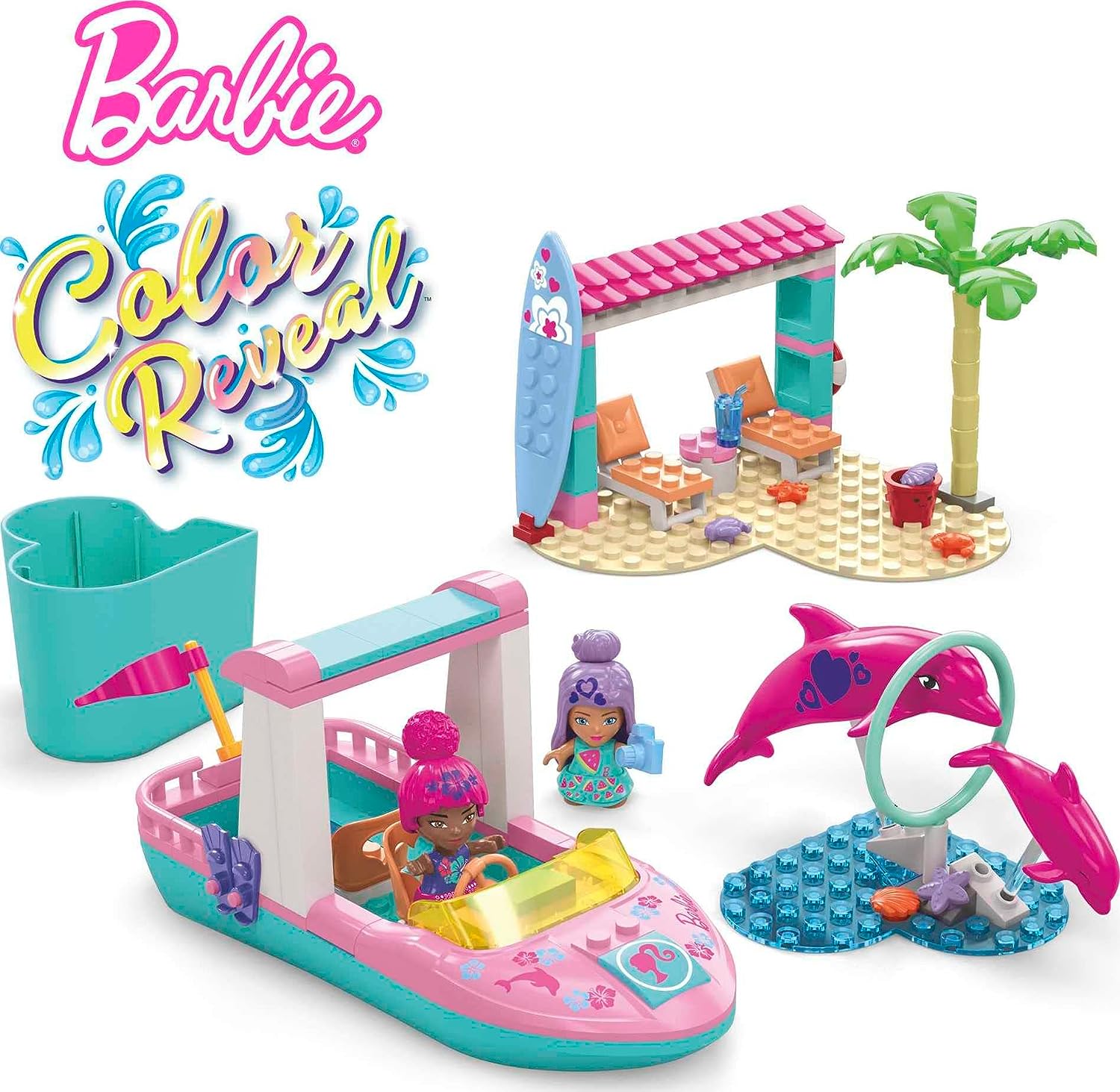 MEGA Barbie Juguete de Construcción Color Reveal Exploración con Delfines