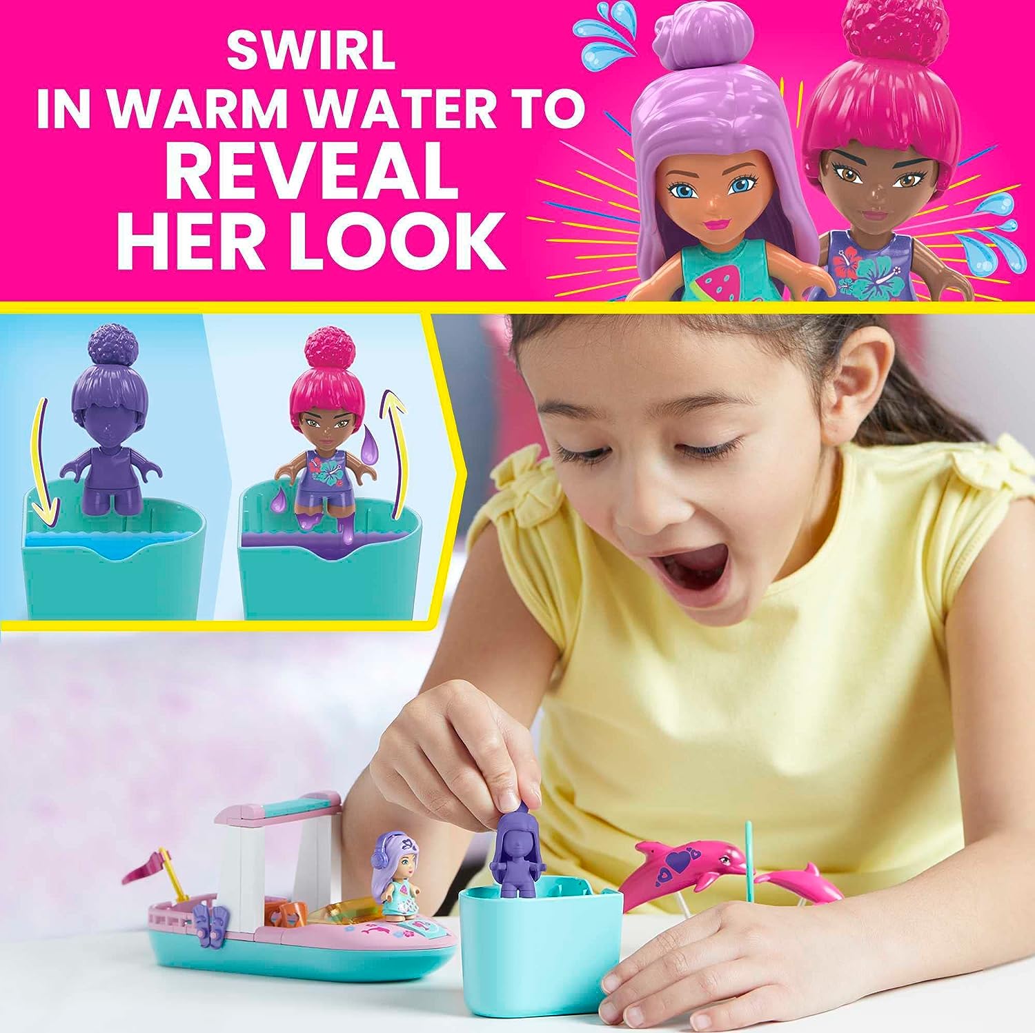MEGA Barbie Juguete de Construcción Color Reveal Exploración con Delfines