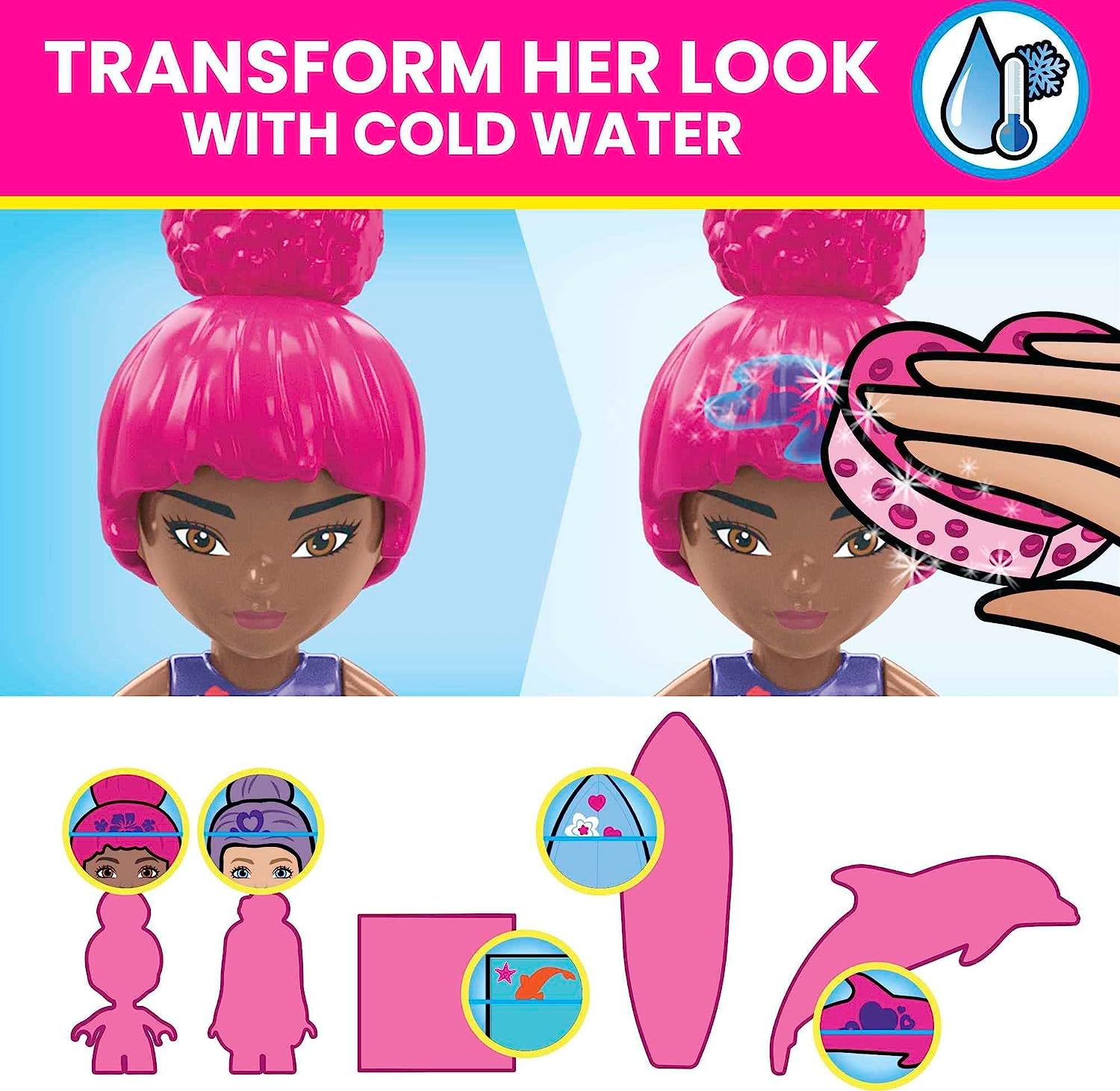 MEGA Barbie Juguete de Construcción Color Reveal Exploración con Delfines