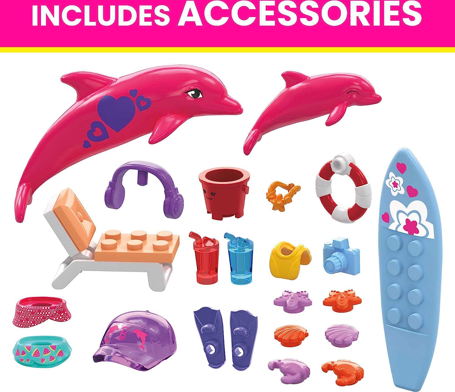 MEGA Barbie Juguete de Construcción Color Reveal Exploración con Delfines