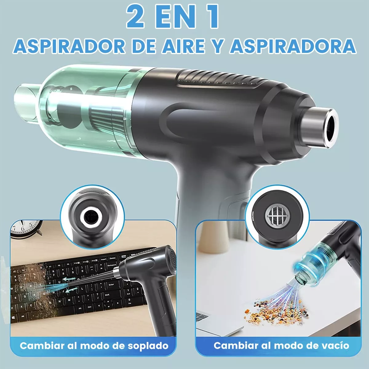  Kit Limpieza Pc Inalámbrico Plumero Aire Soplador Usb 3-en-1 