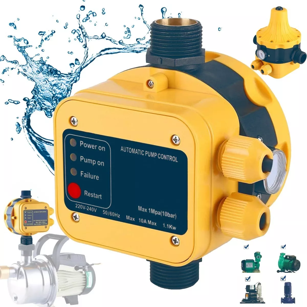 Presurizador Control Automatico Presion Bomba Agua 10bar G1