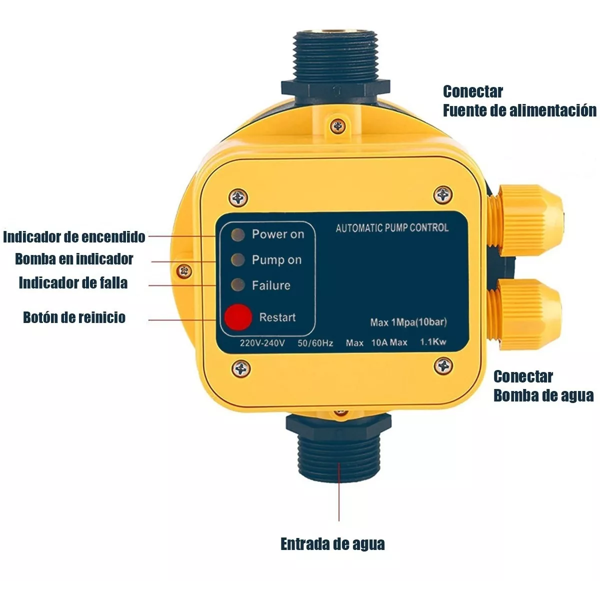Presurizador Control Automatico Presion Bomba Agua 10bar G1