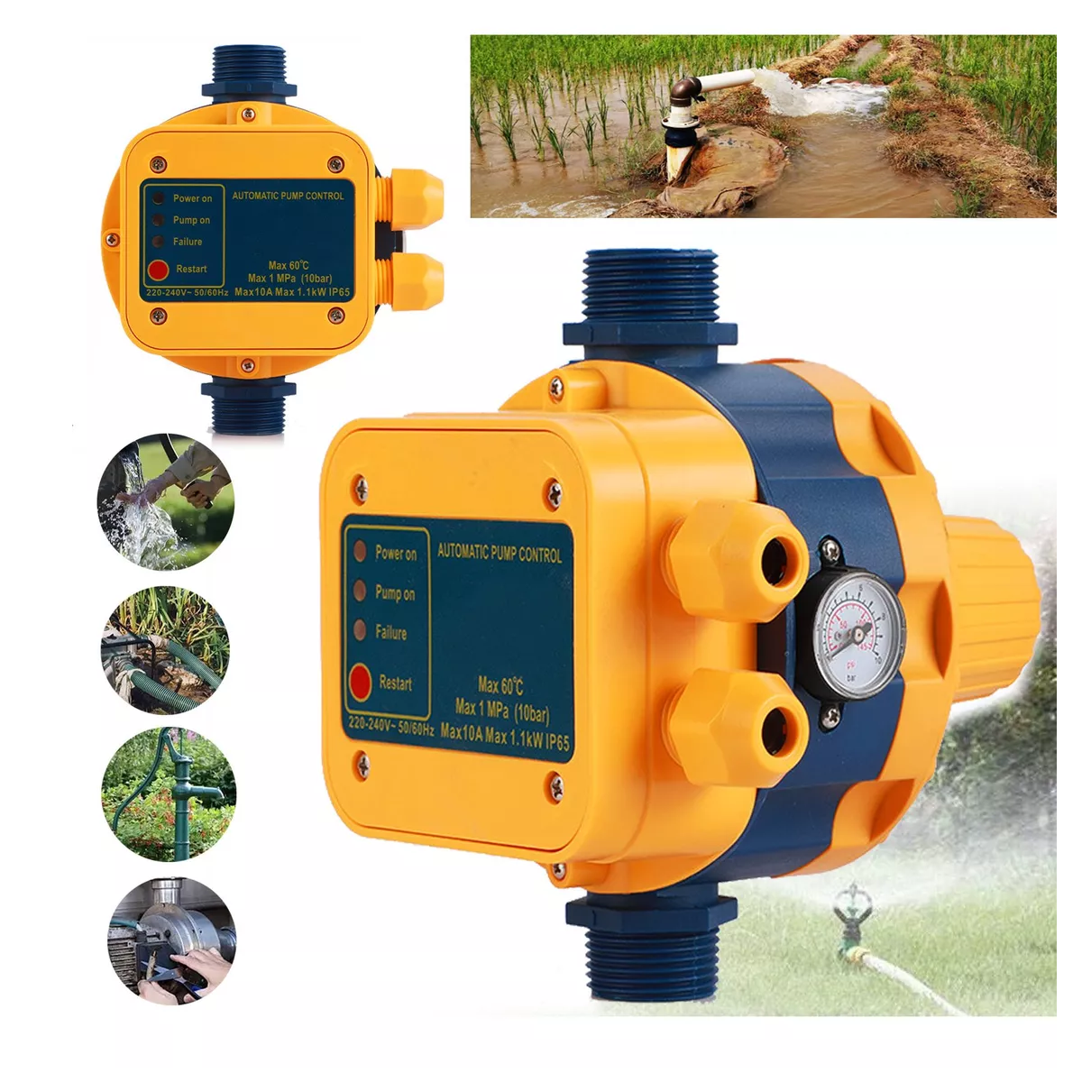 Presurizador Control Automatico Presion Bomba Agua 10bar G1