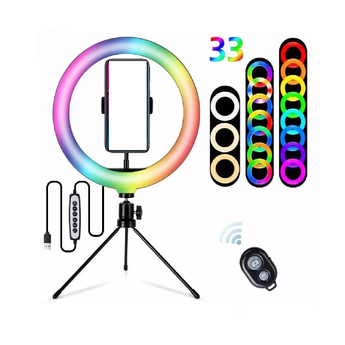 Aro Rgb Anillo De Luz Lámpara Led Trípode Maquillaje 10 PuLG
