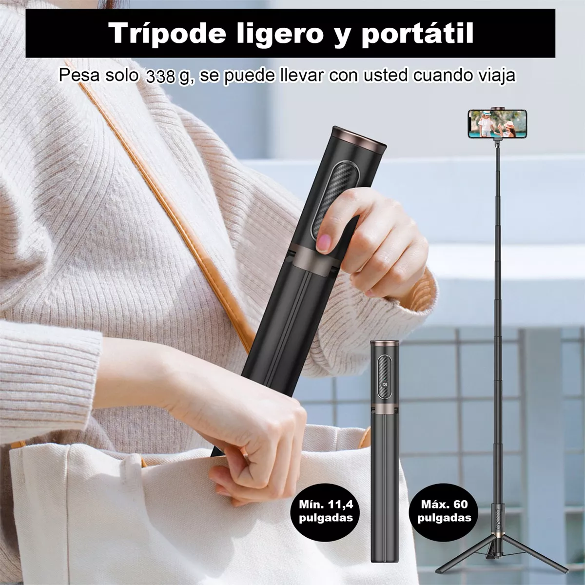 152cm Palo Selfie Tripie Para Celular Control Remoto