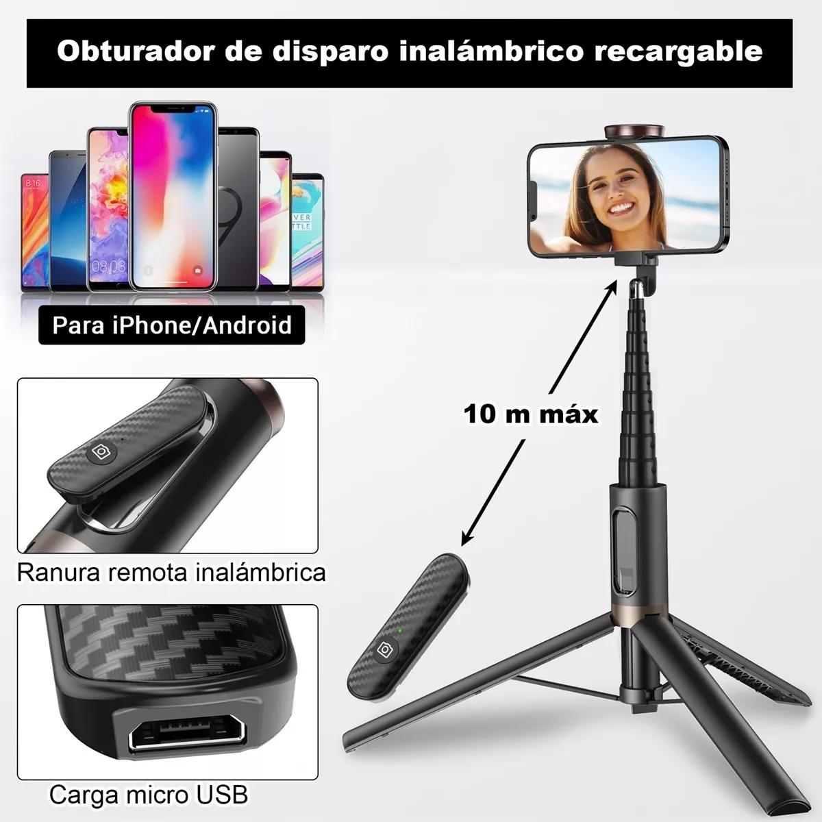 Tripode Para Selfie Stick Portátil Para Telefono 60in