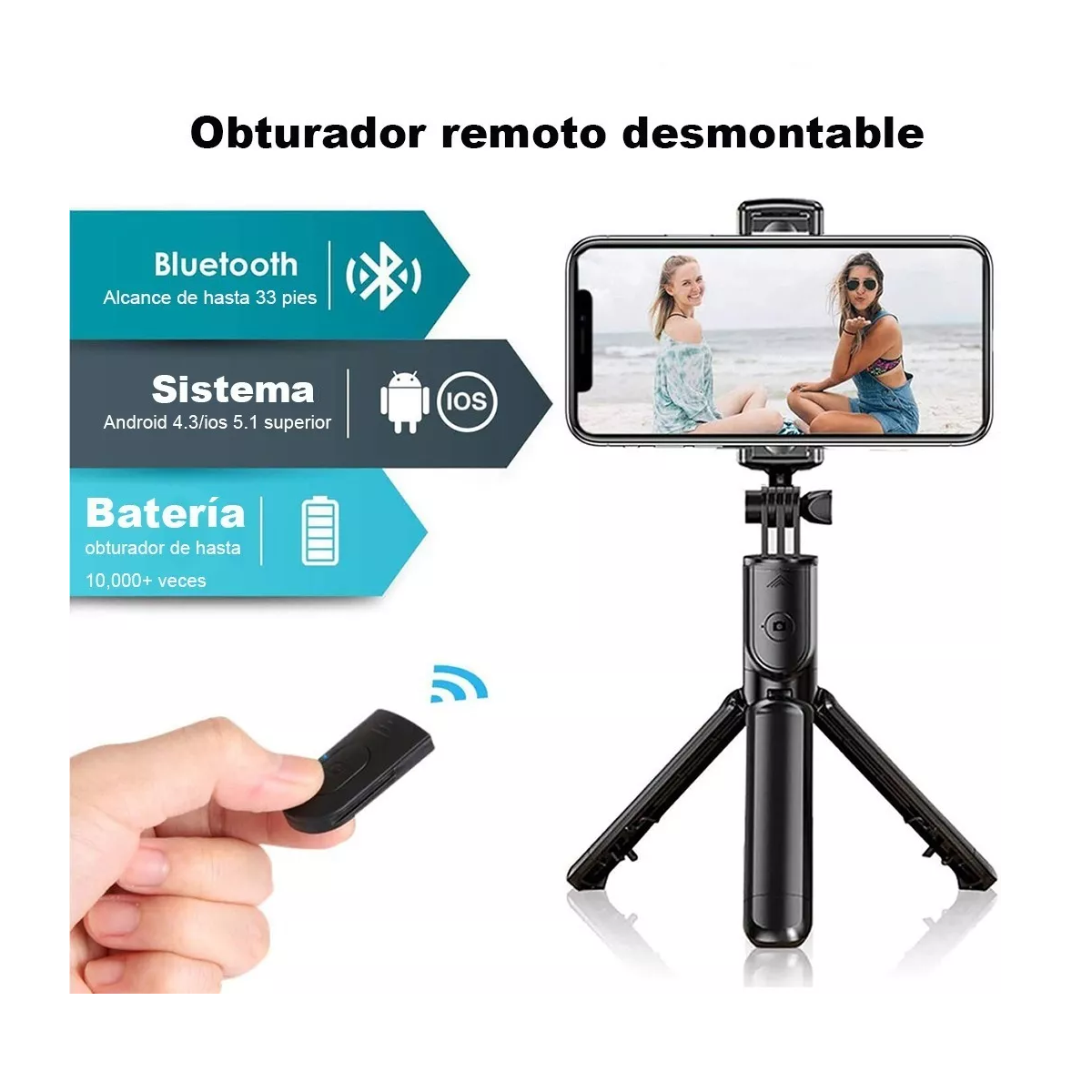 Palo Selfie + Tripode + Obturador Bluetooth