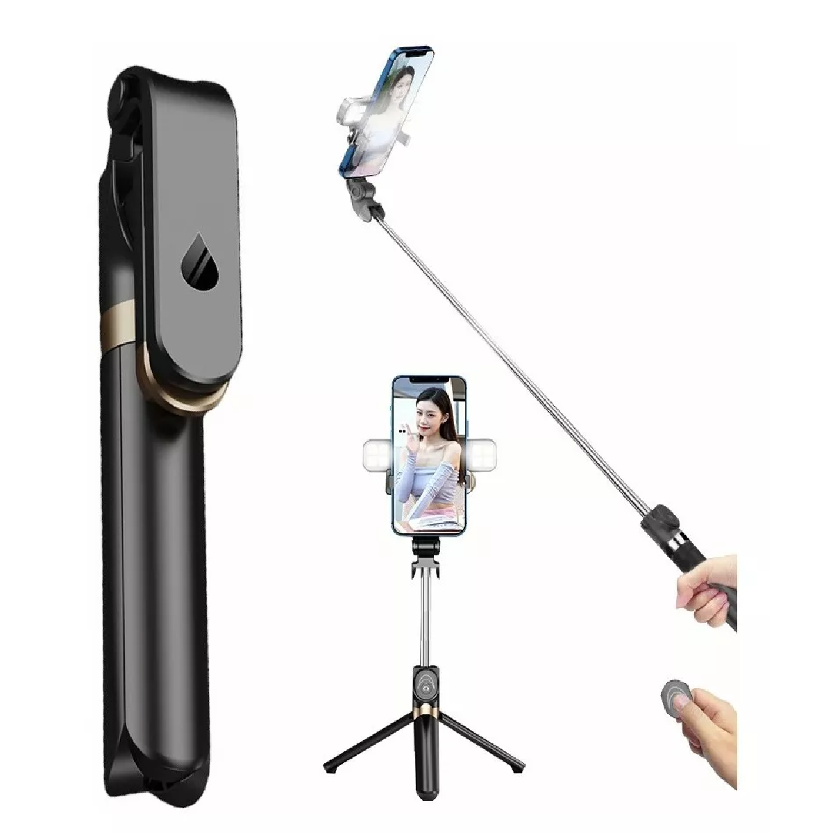 Trípode de 64 pulgadas para teléfono, trípode de palo selfie con control  remoto, soporte de trípode portátil extensible, trípode de teléfono celular