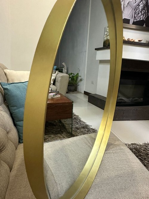 Espejo redondo con marco de metal de 70cm dorado