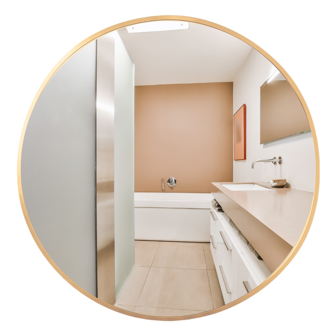 Espejo redondo con marco de metal de 80cm dorado