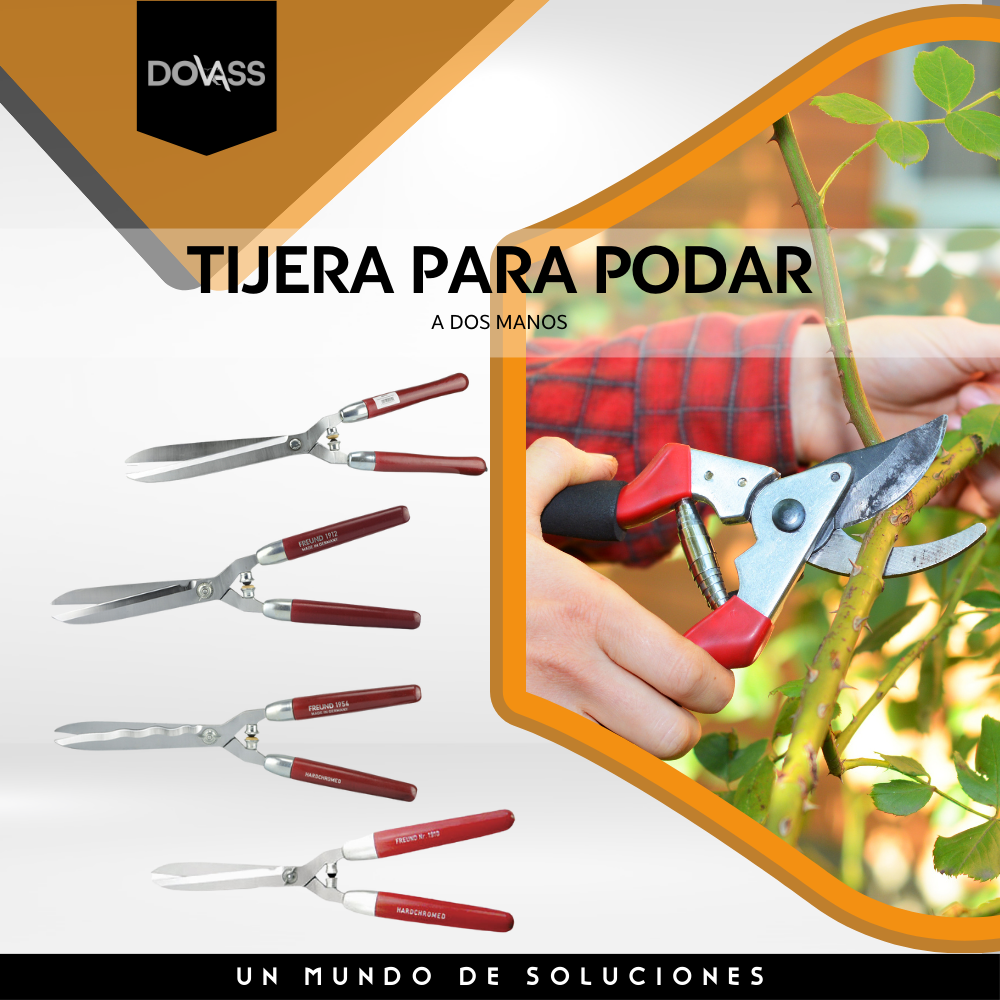 Gimex Tijera Para Podar 2 Manos "Freund" - Acero Forjado Cromo Duro - Hecho en Alemania - Diseñado Para Maximizar El Control Y La Seguridad Durante La Poda, Longitud de la hoja 235 mm