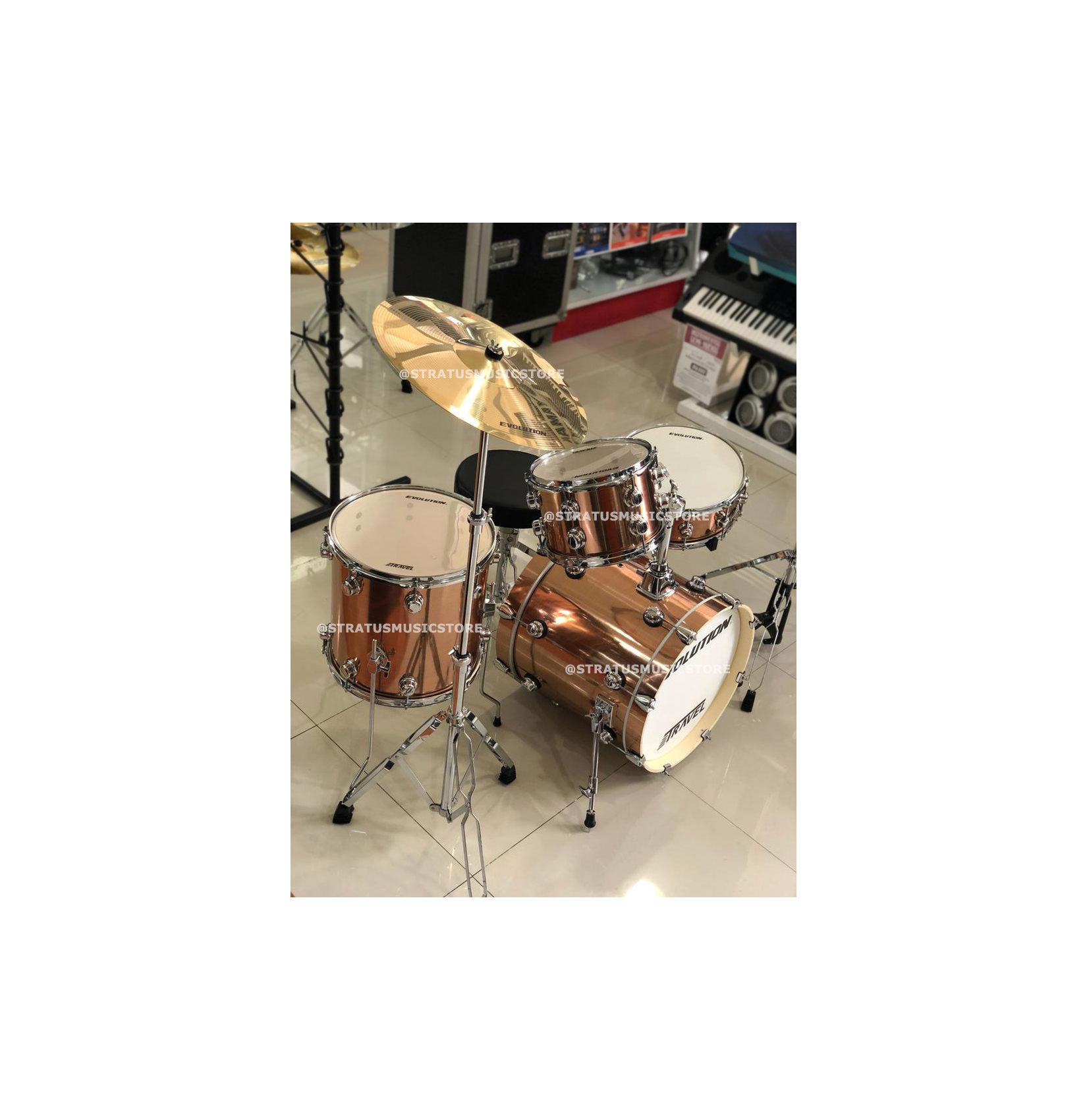 Batería Acústica Evolution Color Bronce De 4 Piezas 