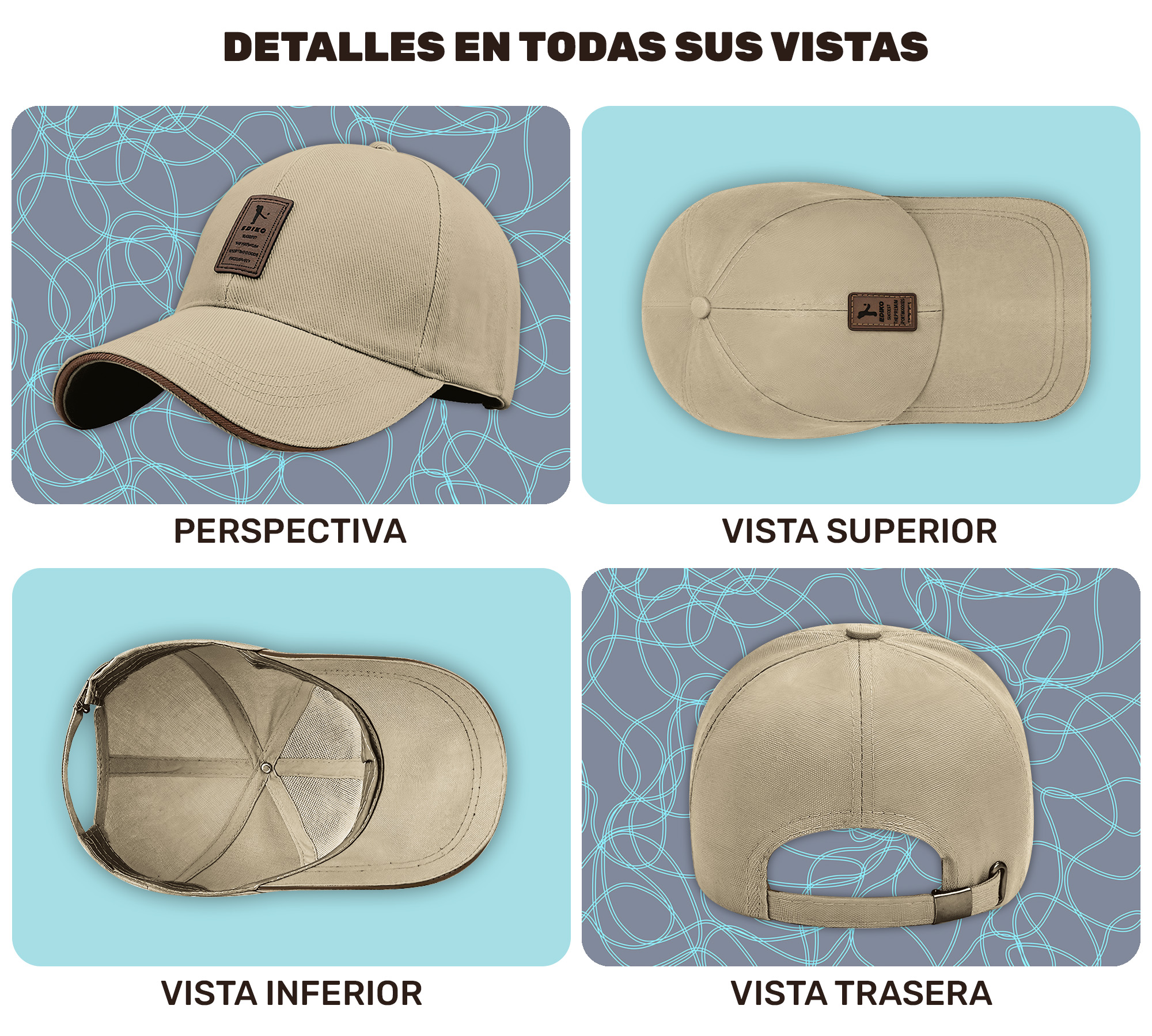 Gorra de Beisbol Gorra de Hombre Mujer Cómoda y Ajustable