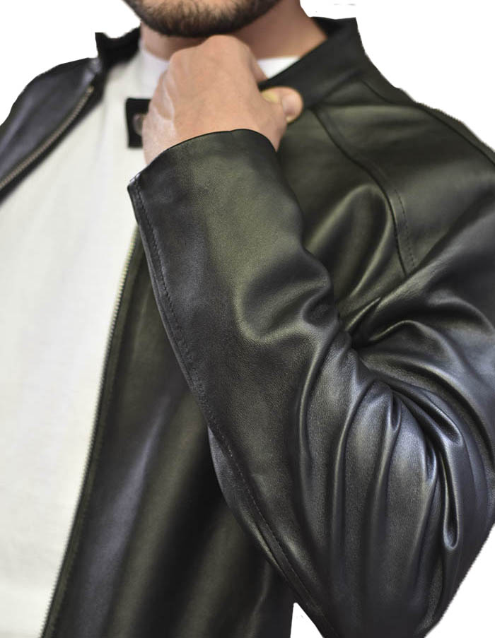 Chamarra De Piel Caballero Lisa Color Negro