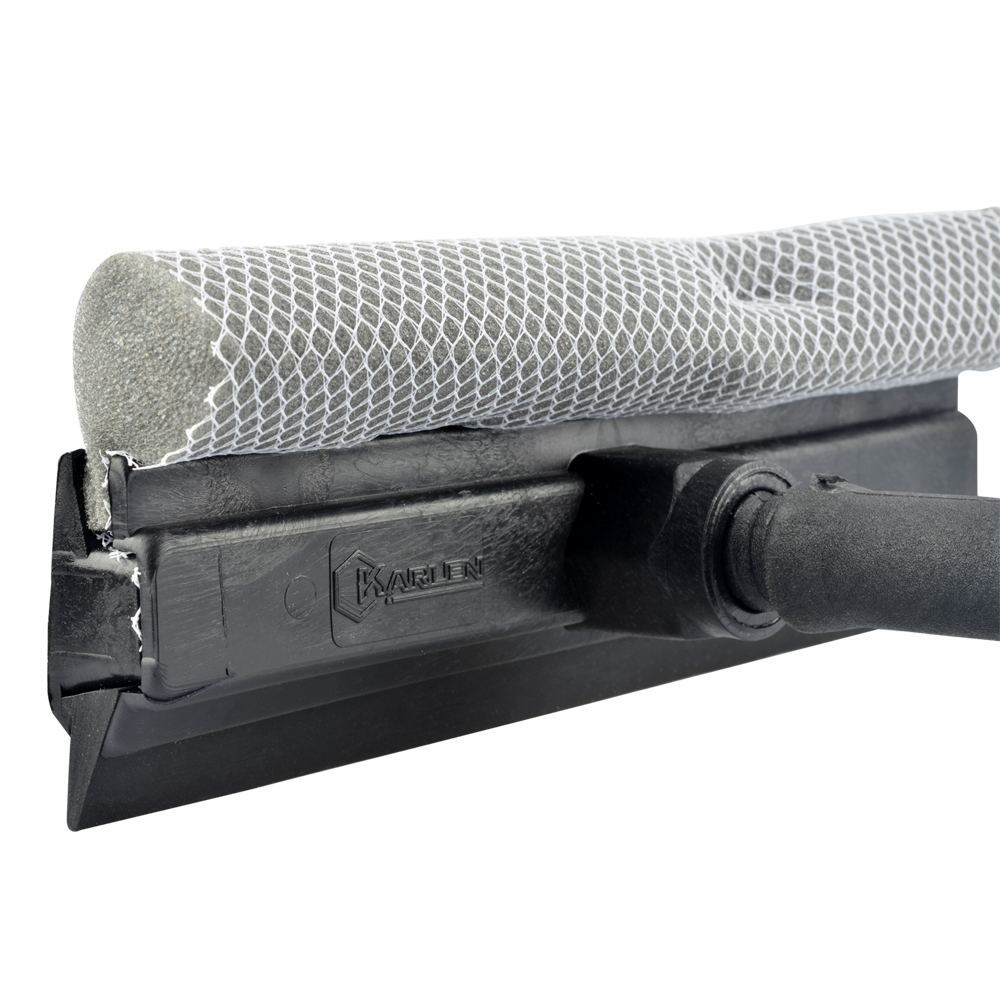 Jalador Limpia Vidrios Escobilla profesional multiusos para ventanas Limpiador de ventanas 2 en 1 Goma y esponja de doble hoja lateral Poste telescópico de aluminio de 49 X 20 CM para gasolinera, vidrio, ducha, parabrisas