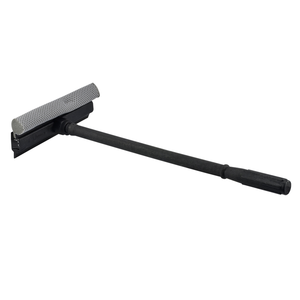 Jalador Limpia Vidrios Escobilla profesional multiusos para ventanas Limpiador de ventanas 2 en 1 Goma y esponja de doble hoja lateral Poste telescópico de aluminio de 49 X 20 CM para gasolinera, vidrio, ducha, parabrisas