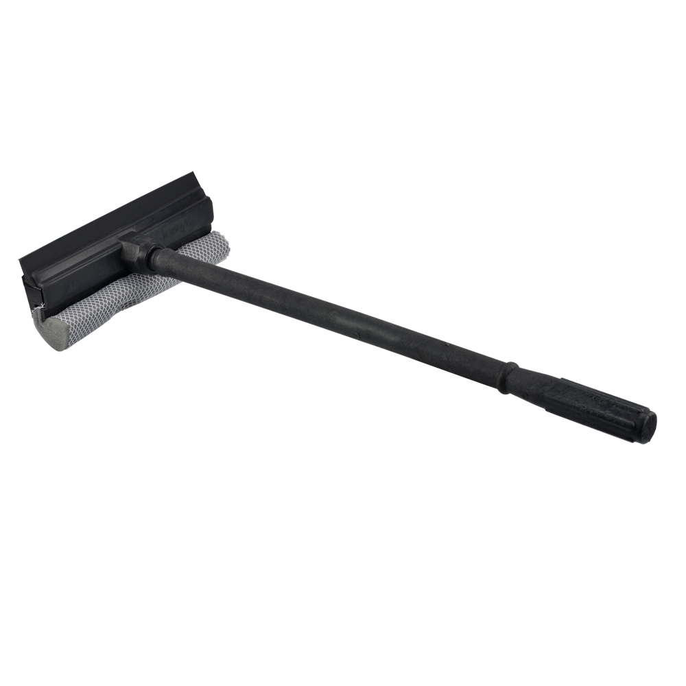 Jalador Limpia Vidrios Escobilla profesional multiusos para ventanas Limpiador de ventanas 2 en 1 Goma y esponja de doble hoja lateral Poste telescópico de aluminio de 49 X 20 CM para gasolinera, vidrio, ducha, parabrisas