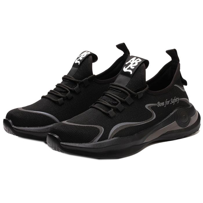 Botas Tenis Antipinchazos Ligero MXKHK-013 Talla 14US, 29MX, Negro/Gris, Plantilla Kevlar, Suela EVA, Punta de Acero, Agujetas, Ligero, Transpirable.