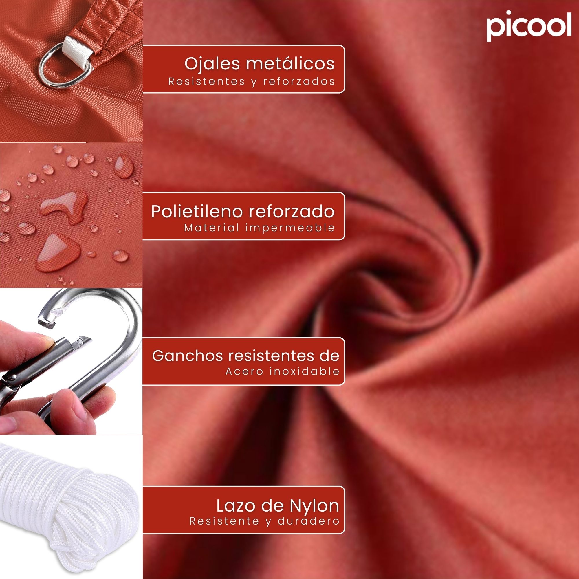 Kit Malla Sombra 4x6 Lona Reforzada Ganchos Argollas Y Lazo