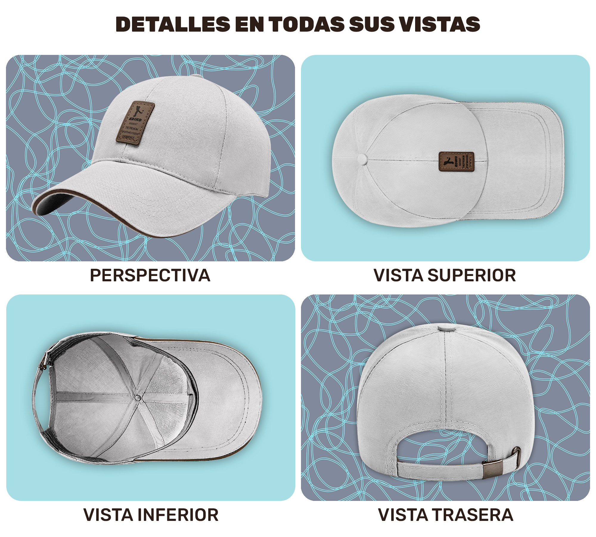 Gorra de Beisbol Gorra de Hombre Mujer Cómoda y Ajustable
