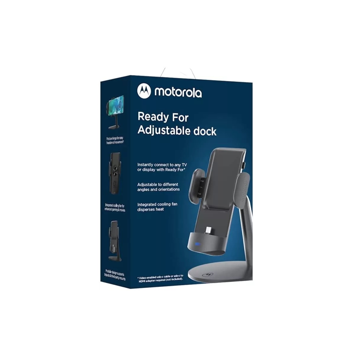  Soporte Ajustable "Ready For Adjustable Dock" Motorola Modelo SJD01, Multimedia Conexión USB-C Soporte Ajustable Para Productividad, Videollamadas, Juegos, Visualización.