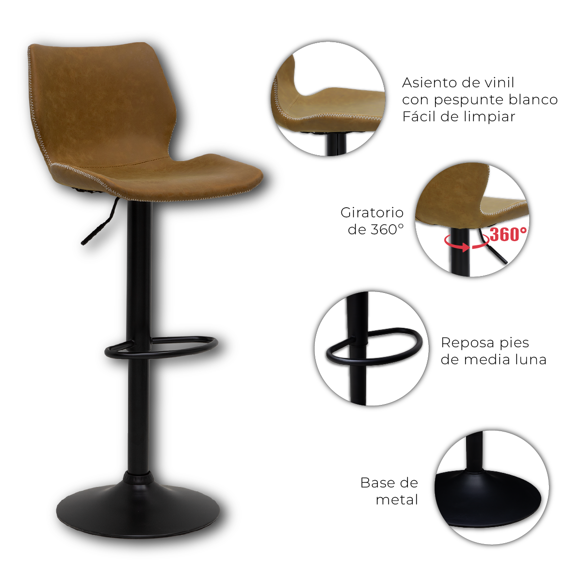 Set De 2 Piezas Banco Oliver Ajustable para Barra Mostaza