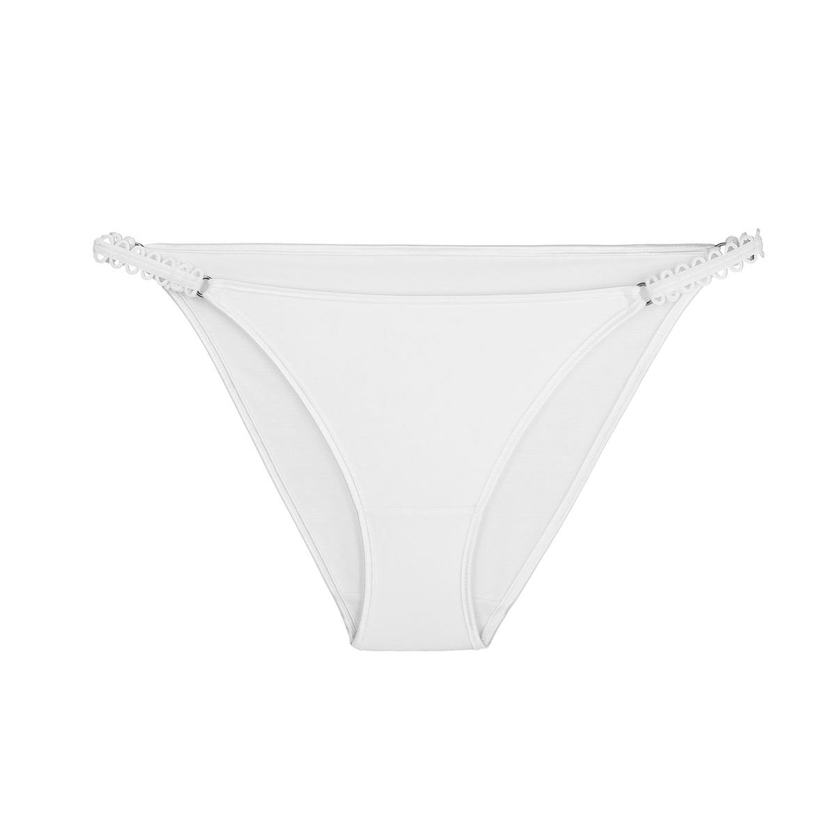 Bikini a la cadera con tiras laterales calada.Detalles en elástico que resaltan tu lado más femenino. Marca:Odisea..