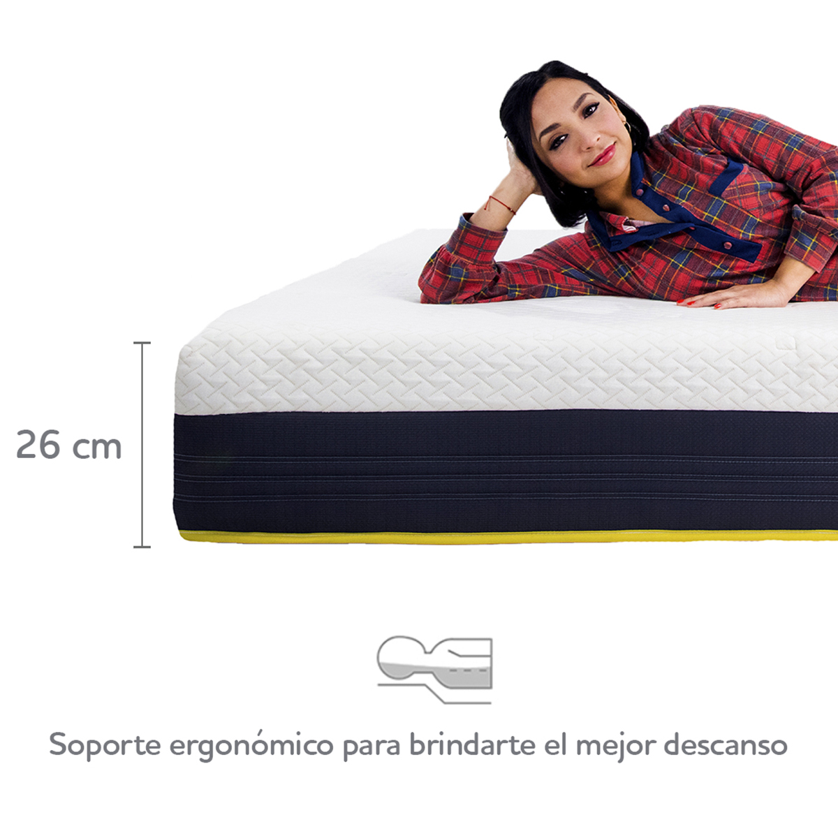 Voltti | Essential | Colchón en Caja Híbrido Matrimonial | Nano Memory Foam & Resortes Encapsulados | 26 CM