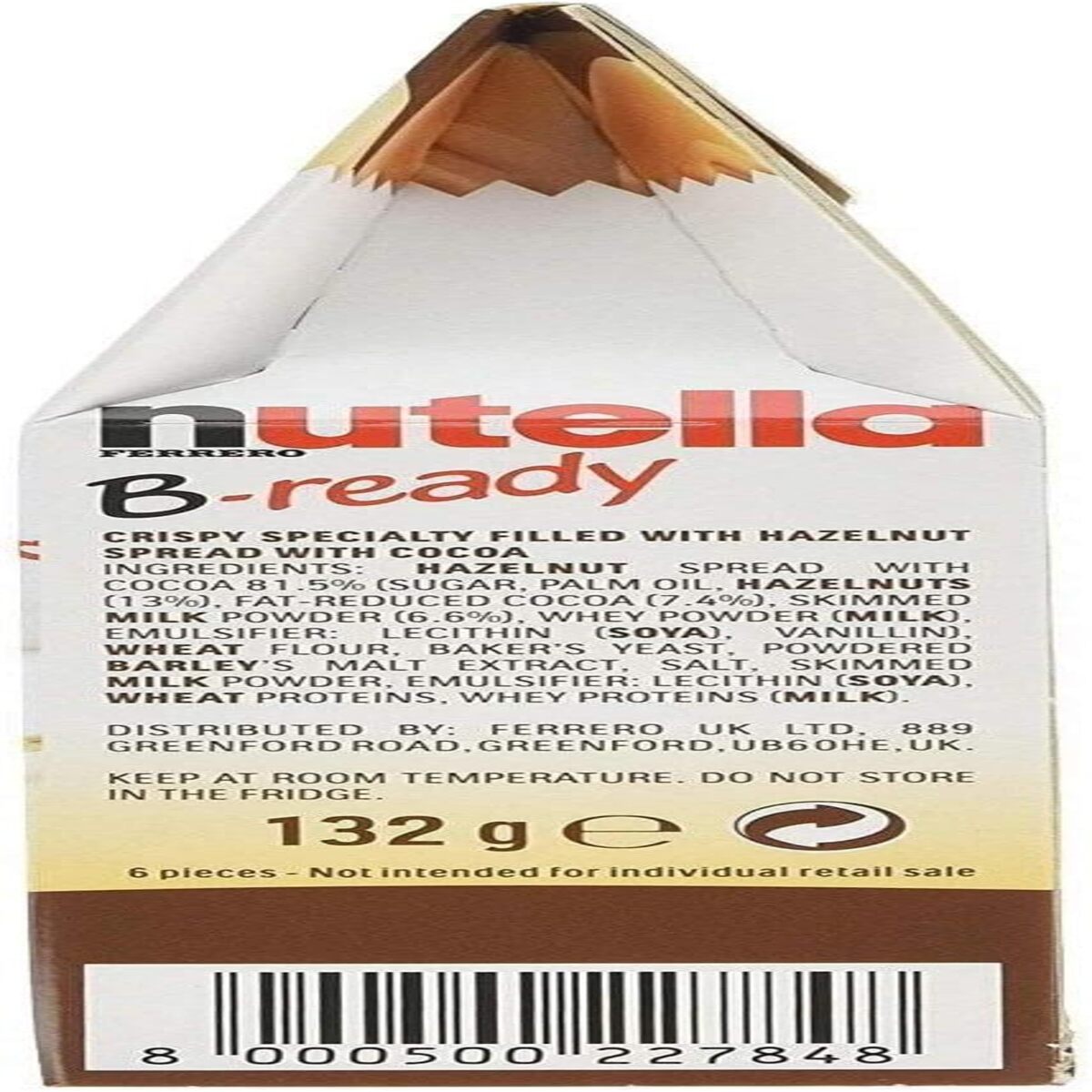 Nutella B-ready - 132g (0.29 lbs) 6 piezas