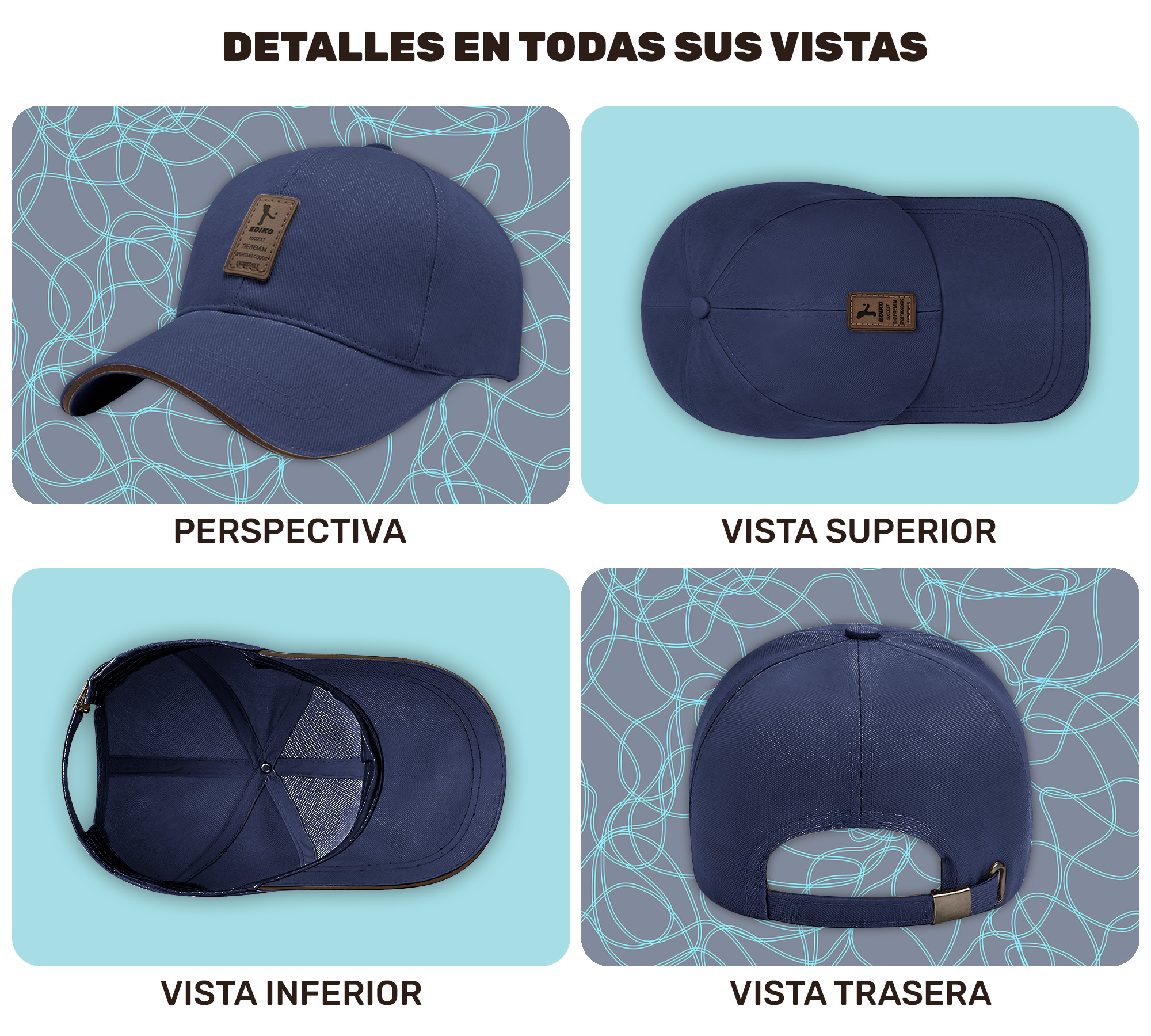 Gorra de Beisbol Gorra de Hombre Mujer Cómoda y Ajustable
