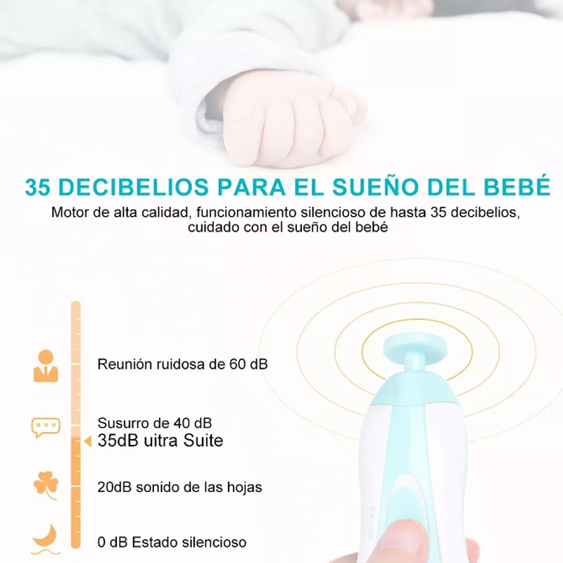 Lima De Uñas Eléctrica Para Bebés Portátil Con Luz Led 6 En1