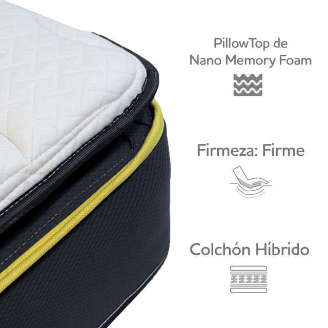 Voltti | Comfort | Colchón Abierto Híbrido Queen | Nano Memory Foam & Resortes Encapsulados | 28 CM