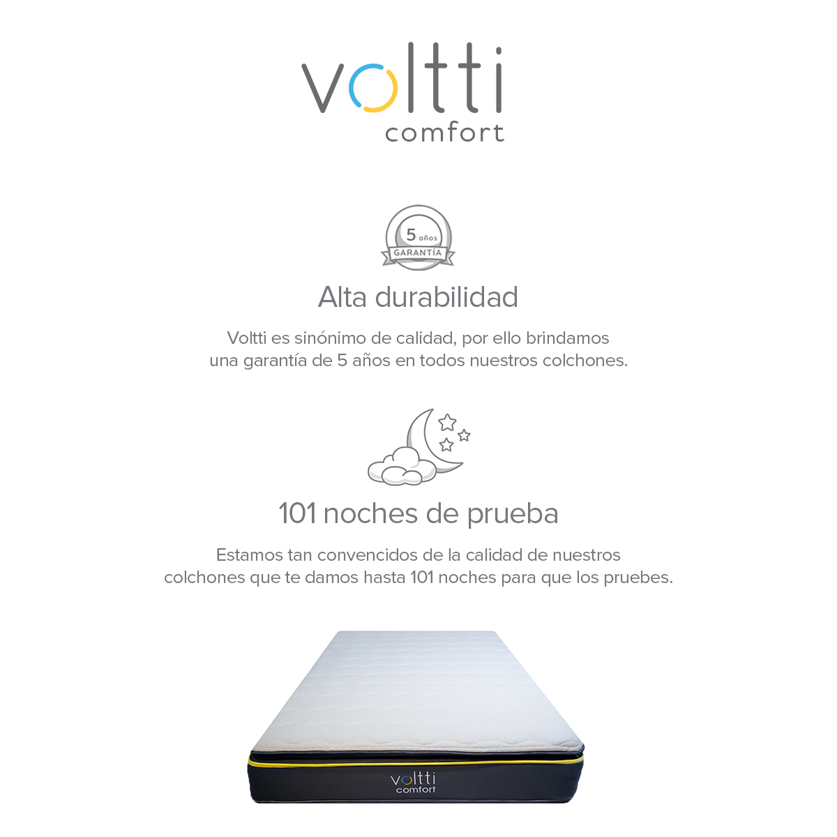 Voltti | Comfort | Colchón Abierto Híbrido Queen | Nano Memory Foam & Resortes Encapsulados | 28 CM