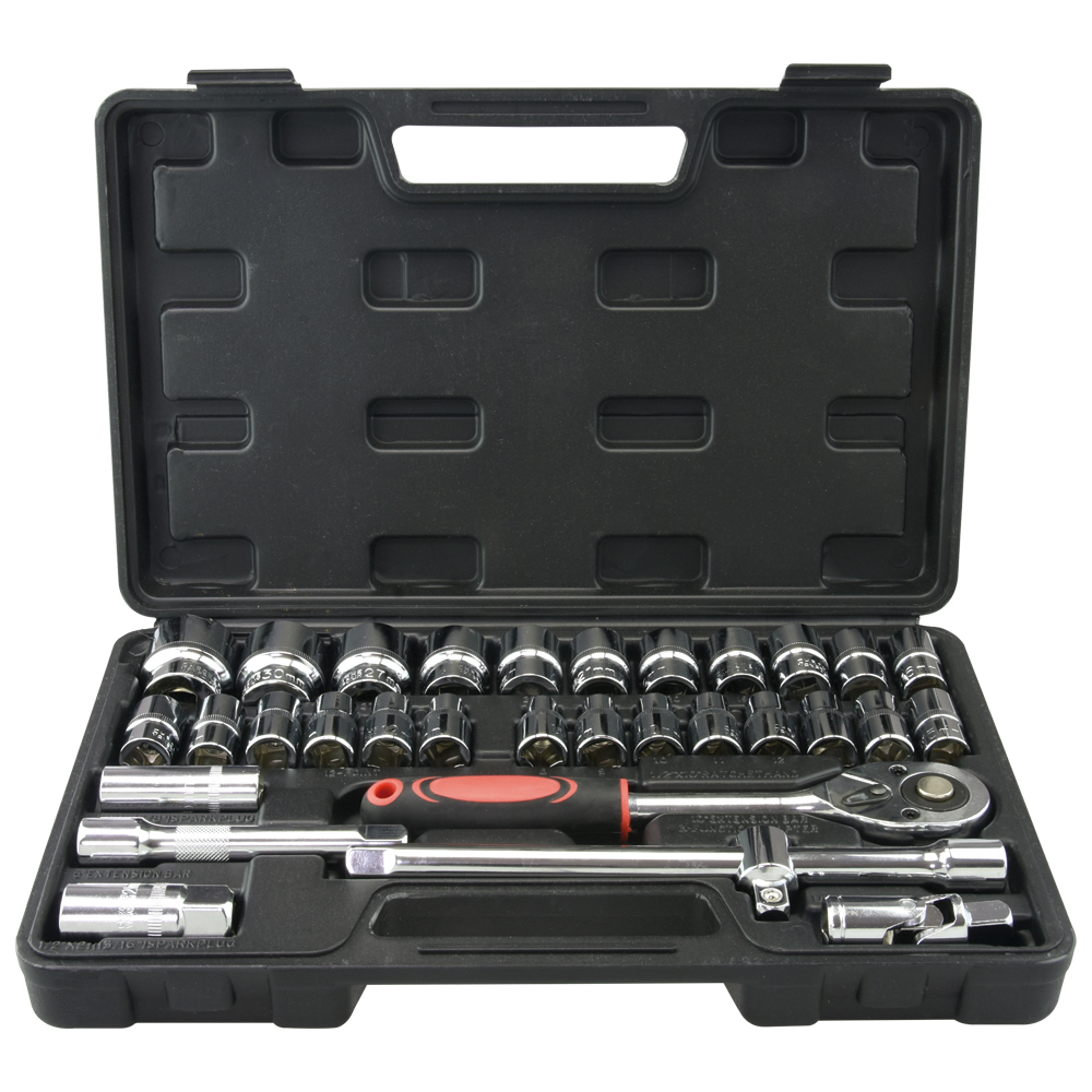 Herramientas juego autocle - Hecho de Cromo Vanadio - Ideal para aquellos trabajos e instalaciones donde la precisión y la resistencia son primordiales, 32 Piezas