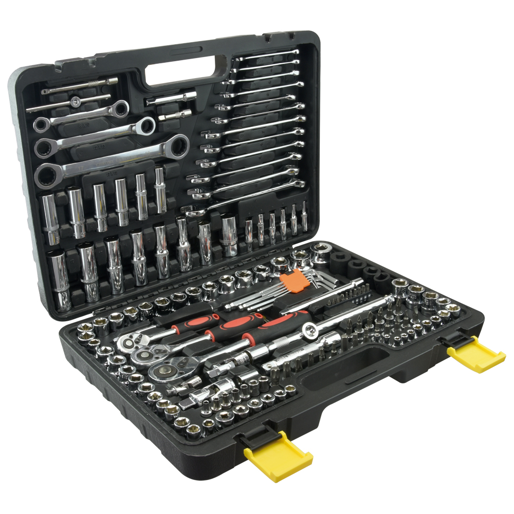 Herramientas juego autocle - Hecho de Cromo Vanadio - Ideal para aquellos trabajos e instalaciones donde la precisión y la resistencia son primordiales, 150 Piezas