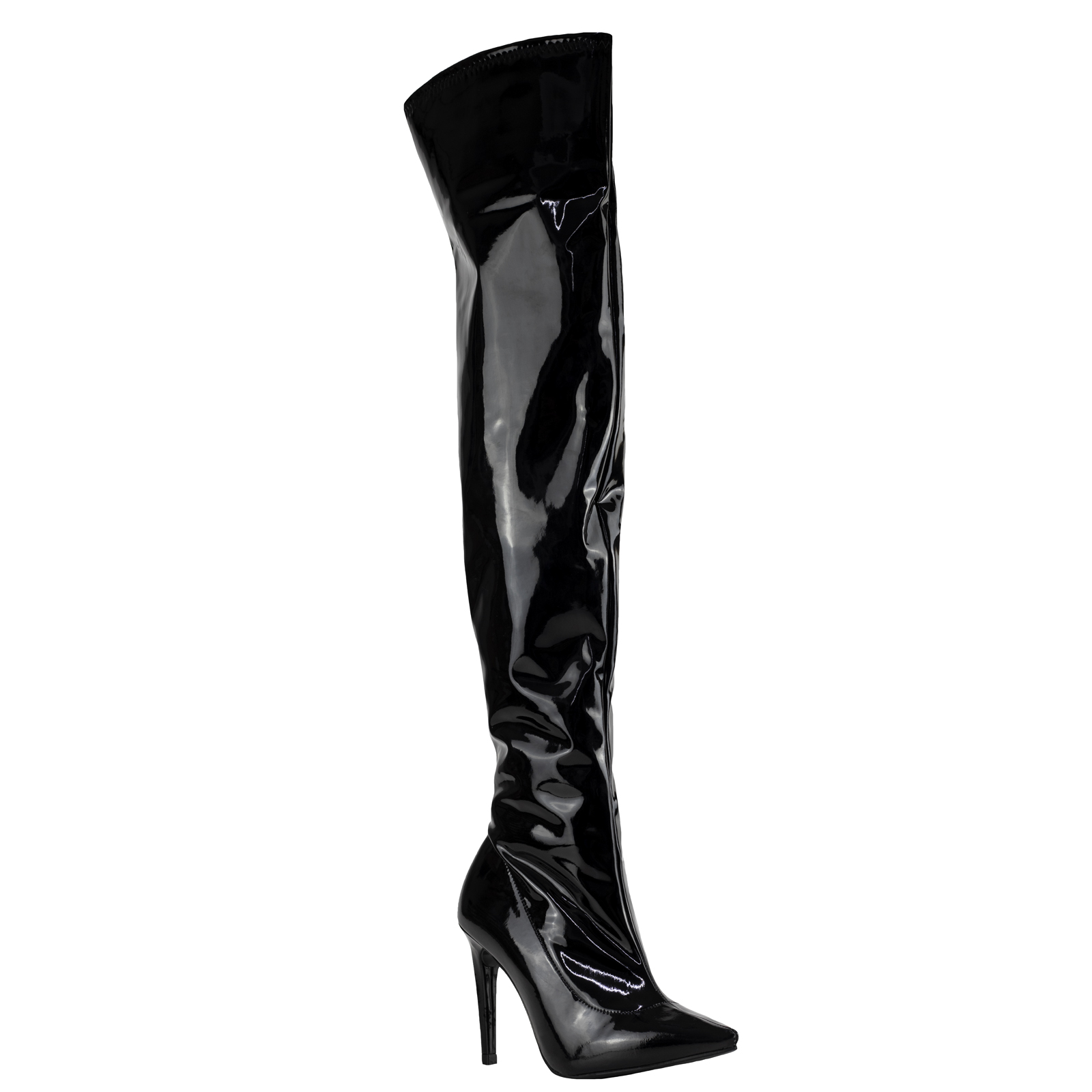 Bota Larga De Charol Tacon Mujer Capa De Ozono 630003 Negro