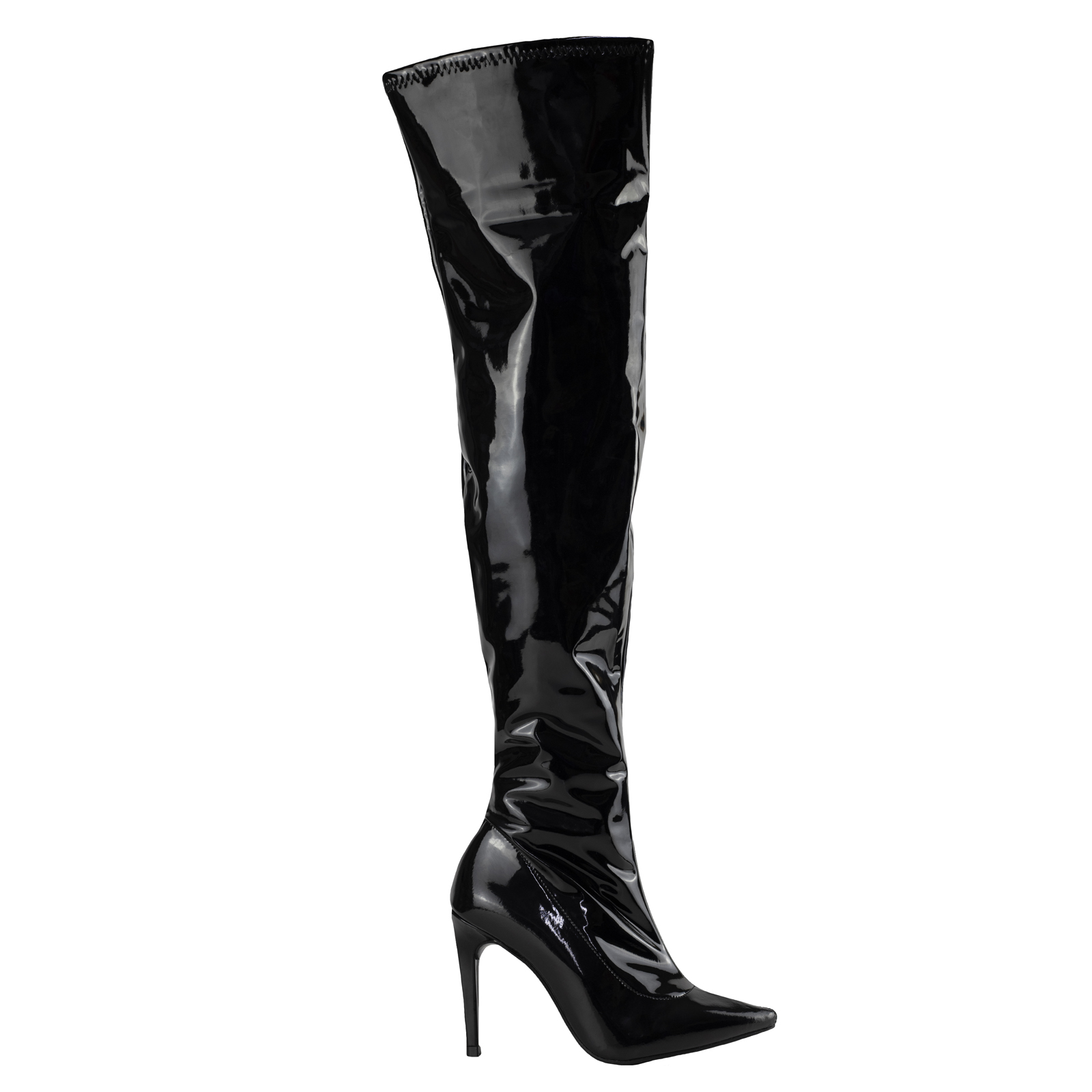 Bota Larga De Charol Tacon Mujer Capa De Ozono 630003 Negro