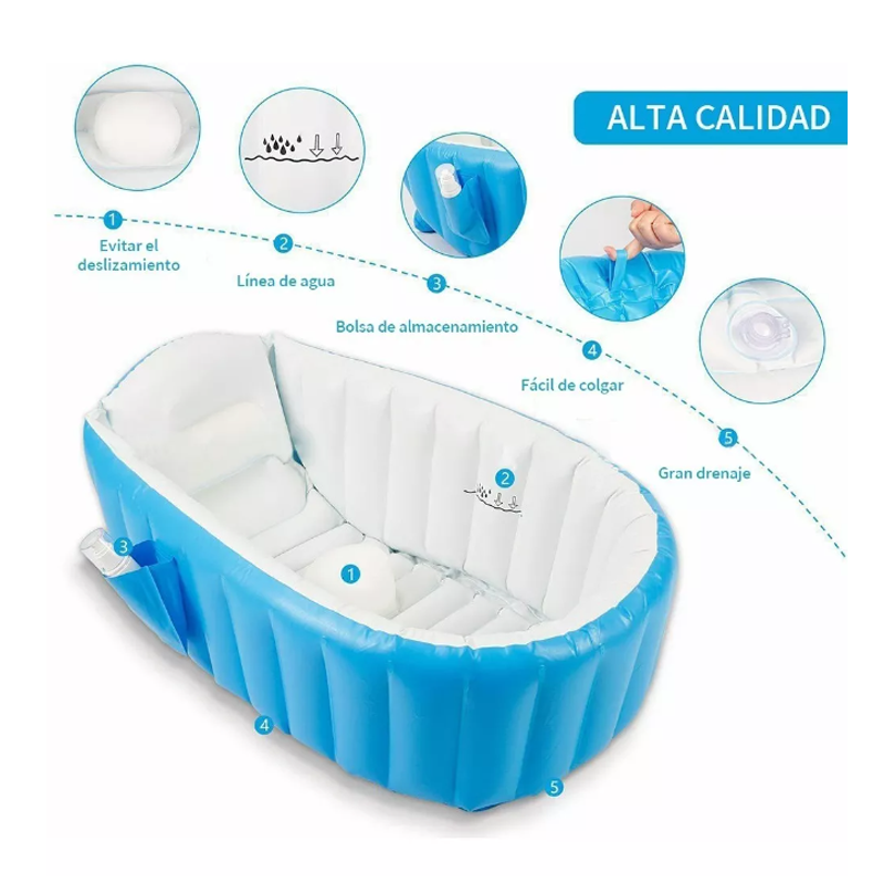 Bañera Bebe Plegable Tina De Baño Inflable con bomba