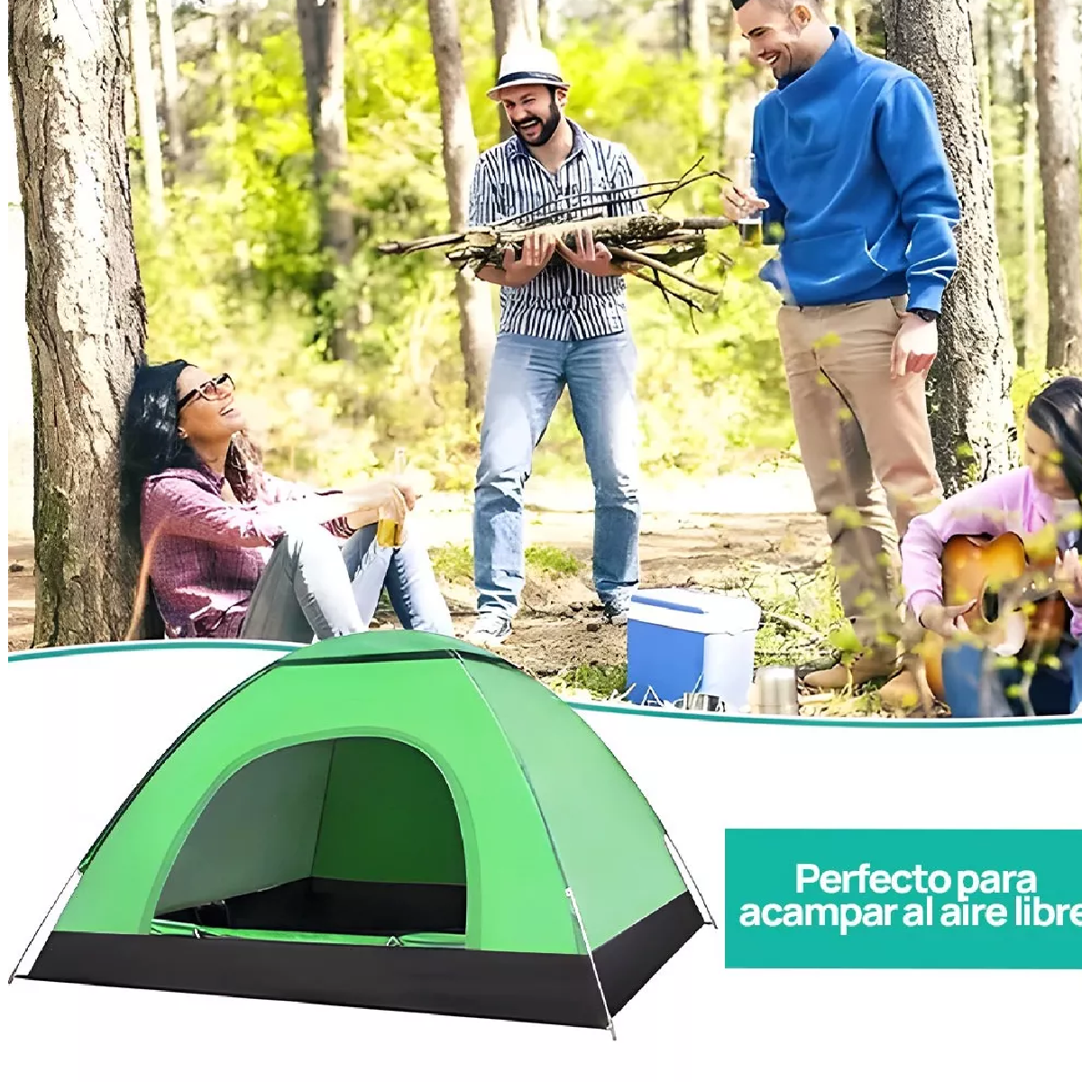 Tiendas Casa Campaña 3 Personas/gran Espacio /fácil Instalar Verde