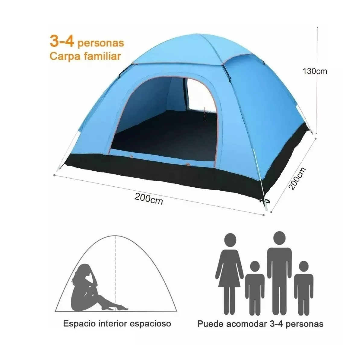 Tienda Casas De Campaña Camping El Gran Espacio 3-6 Persona