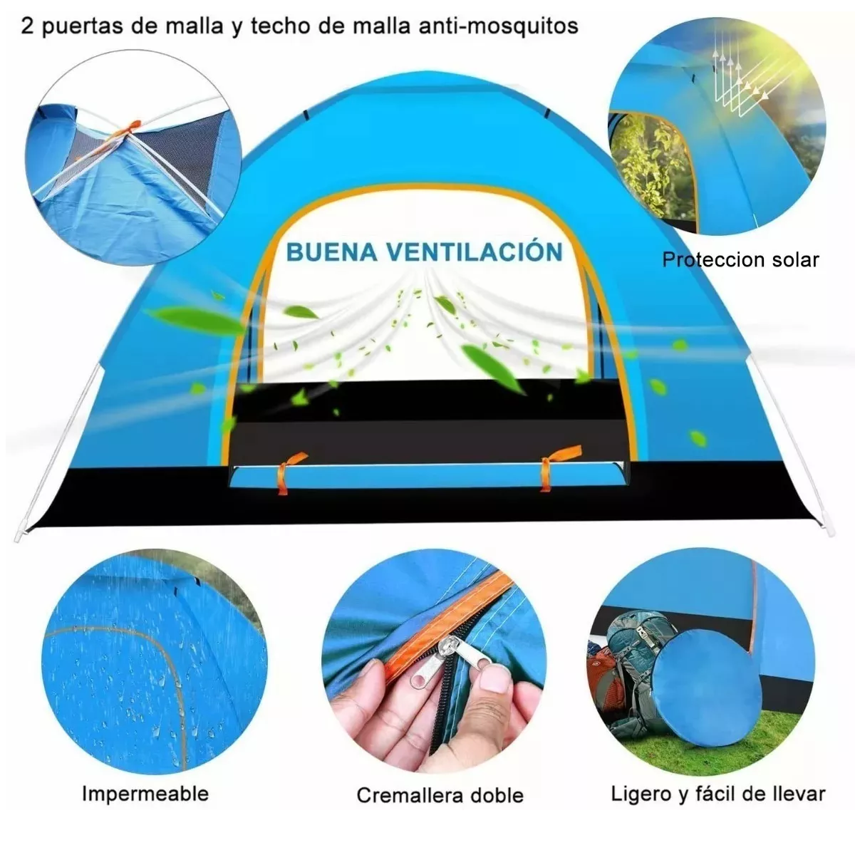 Tienda Casas De Campaña Camping El Gran Espacio 3-6 Persona