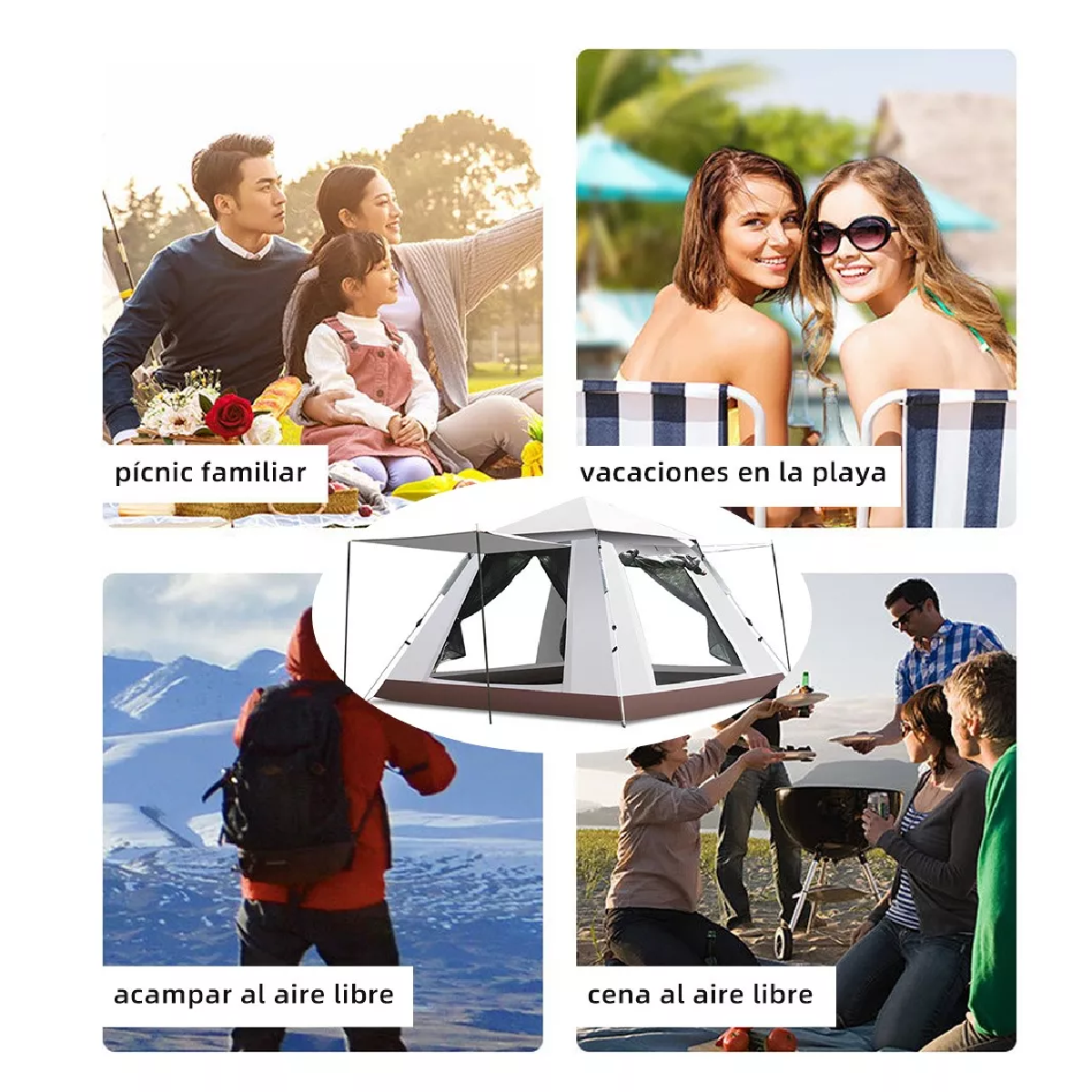 Tienda Casa Campaña Grandes Para Acampar 4-6persona215x215cm