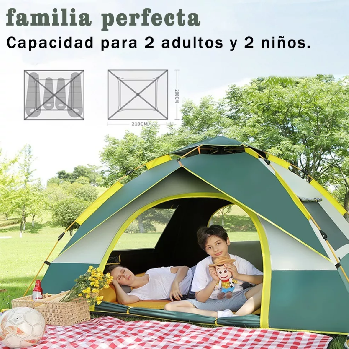 Tienda Automática Casa De Campaña 4 Personas Grande Camping